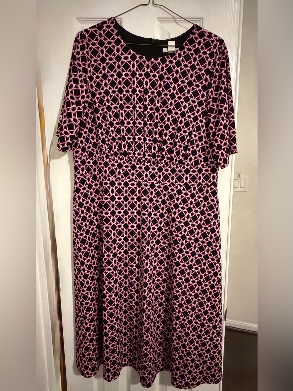 London Times Dress with Pink & Black Geometric Print 16W